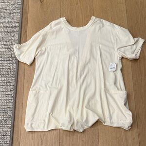 Free people Cream Short-Sleeve Pocket romper